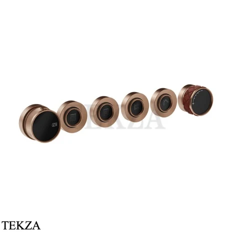 Gessi Pelle Tresse Термостат для душа на 4 потока, внешняя часть, 78238-445, Red Cherry/ Copper Br. PVD