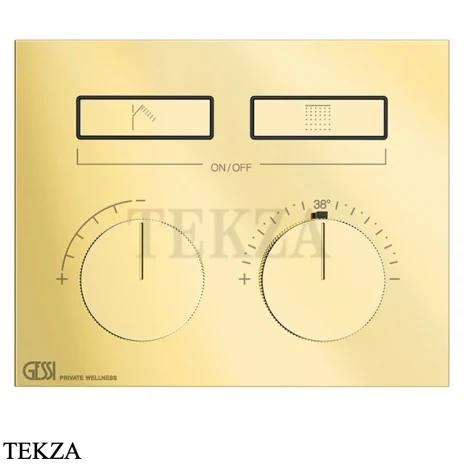 Gessi HI-FI Термостатический смеситель на 2 потока, внешняя часть 63004-246, золото глянец