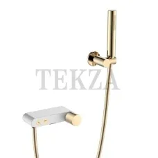 Boheme Stick Смеситель для ванны с изливом и гарнитуром Stick 123-WG.2 White TOUCH Gold