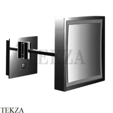 EMCO Pure Косметическое зеркало квадратное, LED-подсветка, 3x, прямое подключение, черный матовый