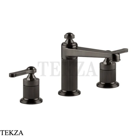 Gessi VENTI20 Смеситель для раковины на 3 отверстия средний, с донным клапаном 65012-707, Black Metal Brushed PVD