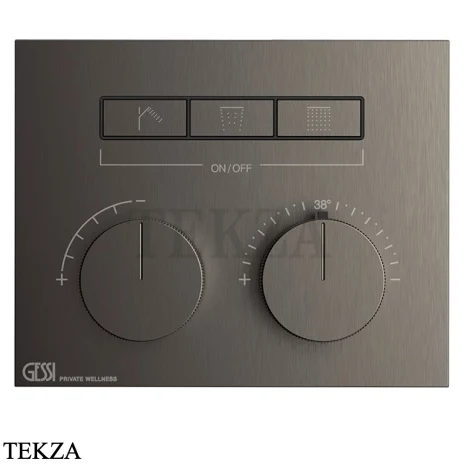 Gessi HI-FI Термостатический смеситель на 3 потока, внешняя часть 63006-707, black хром Brush
