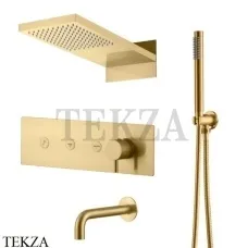 Boheme FUSION Смеситель для душа, 3 потока, излив, верхний душ, гарнитур 130-2-MG, Matt Gold