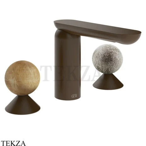 Gessi Perle Смеситель для раковины на 3 отв., без гарнитура 74365-845, бронза Dark Brush