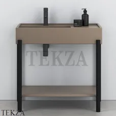 CIELO Plinio 85 Консоль с керамической раковиной и полкой, Arenaria-черный