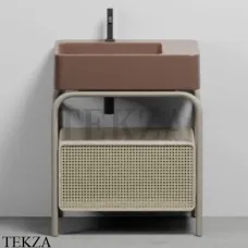 CIELO MARCEL Консоль напольная с ящиком Tinto naturale, раковина Ninfea