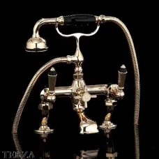 Devon&Devon BLACK DIAMOND Смеситель на борт ванны, с гарнитуром BLD70BOT, золото светлое глянец