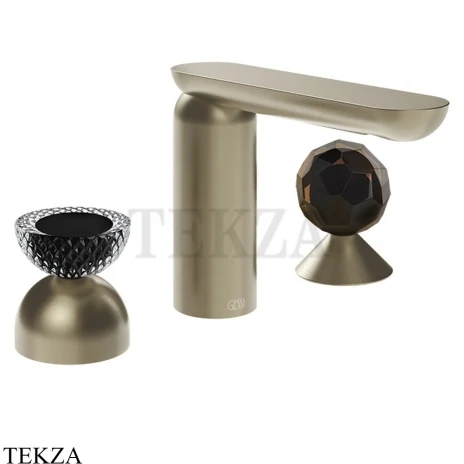 Gessi Perle Смеситель для раковины на 3 отв., без гарнитура 74728-149, нерж. сталь Brush / никель Brushed