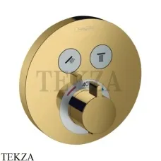 Hansgrohe ShowerSelect S Термостат для душа, 2 выхода, внешняя часть 15743990, золото глянец Hansgrohe ShowerSelect S Термостат для душа, 2 выхода, внешняя часть 15743990, золото глянец