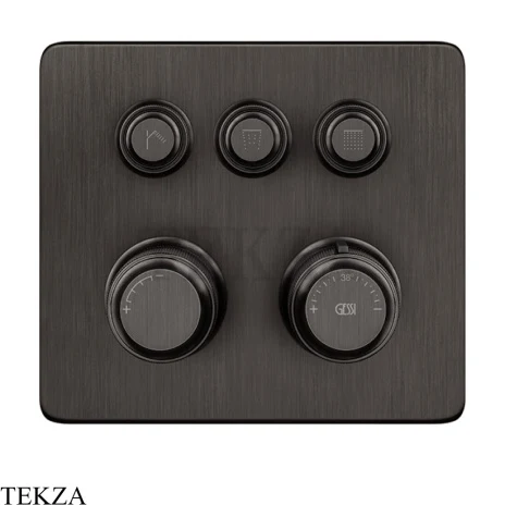 Gessi VENTI20 Термостатический смеситель на 3 потока, внешняя часть 65234-707, Black Metal Brushed PVD