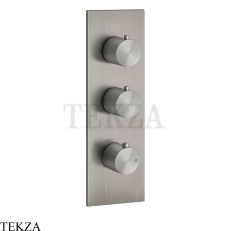 Gessi 316 WELLNESS Термостат 2 выхода на планке, внешняя часть 54514-239, Steel Brushed