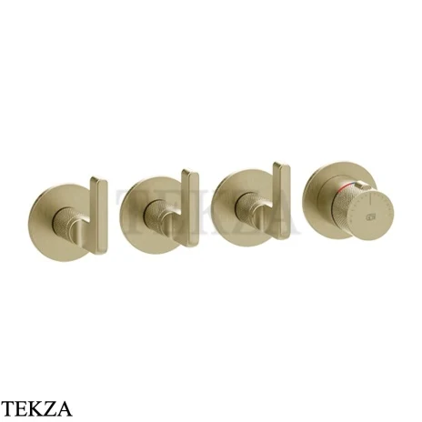 Gessi INCISO SHOWER Термостатический смеситель, 3 потока, внешняя часть 58336-727, Brushed Brass PVD