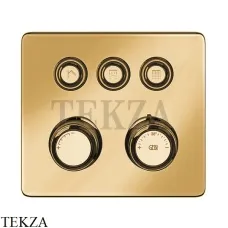 Gessi VENTI20 Термостатический смеситель на 3 потока, внешняя часть 65234-727, Brushed Brass
