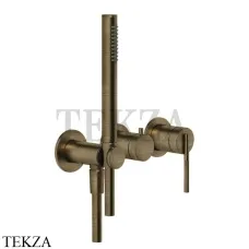 Gessi INGRANAGGIO Смеситель для душа на 2 потока, с гарнитуром, внешняя часть 63545-713, Antique Brass