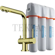 Omoikiri Nagano + Pure drop Lite Комплект смеситель+фильтр 4178.8028 LG светлое золото