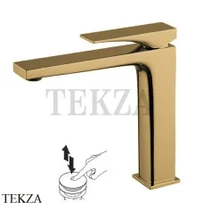 FIMA Carlo Frattini Zeta Смеситель для раковины, с донным клапаном F3961LNOS, Brushed gold