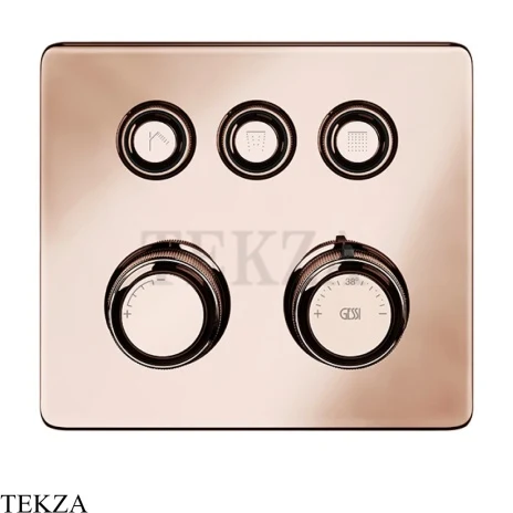 Gessi VENTI20 Термостатический смеситель на 3 потока, внешняя часть 65234-030, Copper PVD