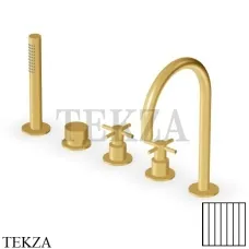 Zucchetti Helm Vertical Смеситель на борт ванны с гарнитуром ZHM511.XP41G2, brushed gold PVD