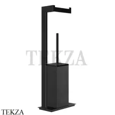 Gessi Rettangolo Стойка напольная с бумагодержателем и ершиком, черный 20934-706, Black Metal PVD