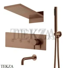Boheme FUSION Смеситель для душа, 3 потока, излив, верхний душ, гарнитур 130-2-BRB, Brushed Bronze