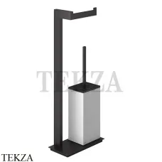 Gessi Rettangolo Стойка напольная с бумагодержателем и ершиком, белый 20933-187, Aged Bronze