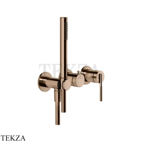 Gessi INGRANAGGIO Смеситель для душа на 2 потока, с гарнитуром, внешняя часть 63545-030, Copper PVD