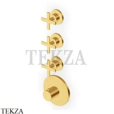 Zucchetti Gill Термостат для душа, 3 потока, внешняя часть ZGL5661.C41, brushed gold