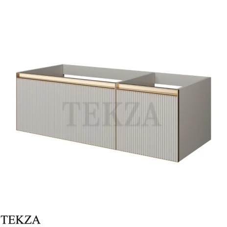 ARMADI ART QUATRO Тумба под раковину 120 см 790-M2-120-CM-RIB-MG, CASHMERE (кашемир) FUGA (рифлёный фасад), профиль MATT GOLD (матовое золото)
