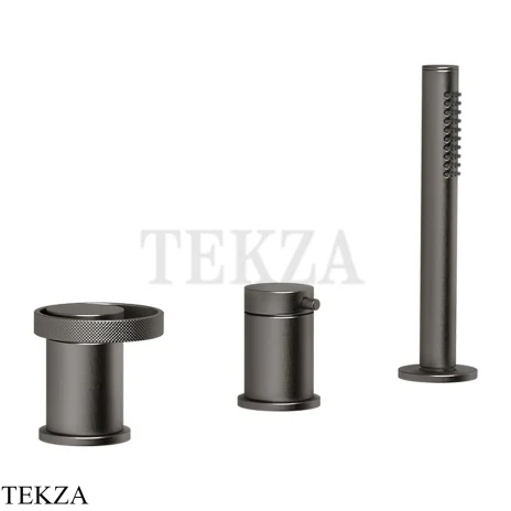 Gessi ANELLO Смеситель на борт ванны без излива, с гарнитуром 63347-707, Black Metal Brushed PVD