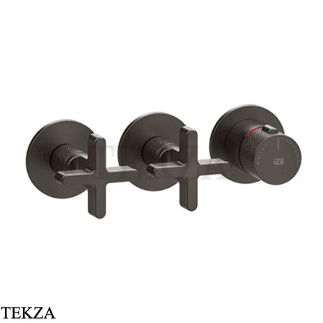 Gessi INCISO SHOWER Термостатический смеситель, 2 потока, внешняя часть 58434-707, Black Metal Brushed PVD