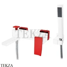 Boheme Q.2 Смеситель для ванны настенный, с гарнитуром 143-WR.2, Белый-красный