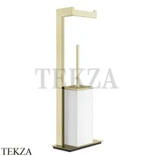 Gessi Rettangolo Стойка напольная с бумагодержателем и ершиком, белый 20933-710, Brass PVD
