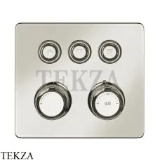Gessi VENTI20 Термостатический смеситель на 3 потока, внешняя часть 65234-149, Finox Brushed Nickel