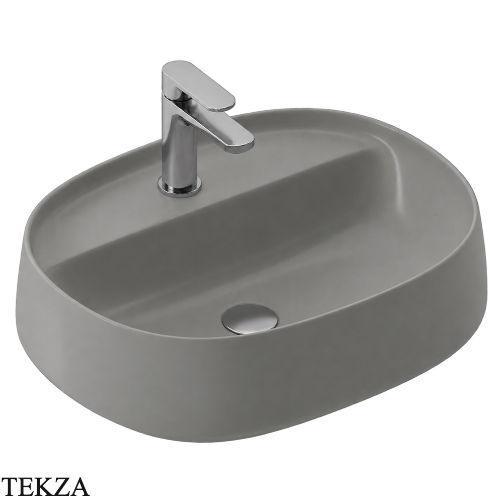 ArtCeram Whisky раковина накладная овальная The.Saniglaze с 1 отверстием WHL003 60 34, Gravel матовый