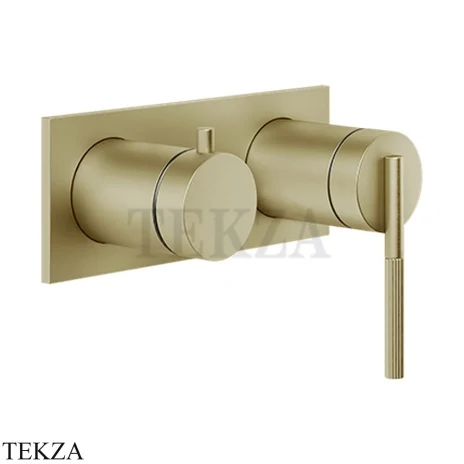 Gessi INGRANAGGIO Смеситель для душа на планке, 2 потока, внешняя часть 63579-727, Brushed Brass PVD