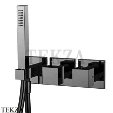 FIMA Carlo Frattini FIT Термостат на 2 потока, с гарнитуром, F3989X9CS, Brushed black chrome