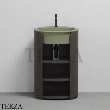 CIELO I Catini Tiberino Тумба отдельностоящая CAMTL, с 3-мя полками, слив в стену, Rovere grigio-Agave