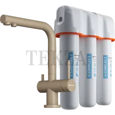 Omoikiri Nagano-GR-P + Pure drop Lite Комплект смеситель+фильтр 4217.8028P карамель