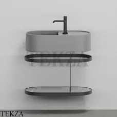 Cielo Les Petites Ovale 60 Консоль с раковиной LPLAO60, керамическая полка, Cemento Cielo Les Petites Ovale 60 Консоль с раковиной LPLAO60, керамическая полка, Cemento