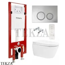 TECE TECEspring R Комплект унитаза-биде торнадо c инсталляцией, кнопка хром глянец S955799, Белый глянец