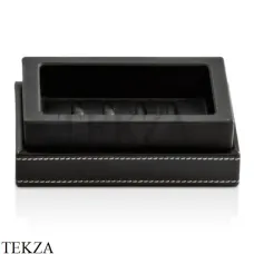 Decor Walther BROWNIE STS Мыльница настольная, стекло матовое 0931160, черный матовый, эко-кожа