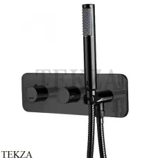 Bossini Teo Термостат для душа 2 потока с гарнитуром, комплект Z005355.073, черный матовый