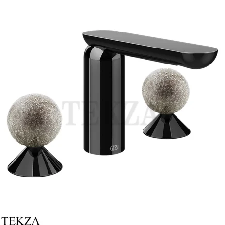 Gessi Perle Смеситель для раковины на 3 отв., без гарнитура 74665-706, black хром глянец