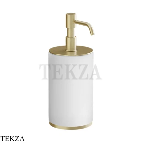 Gessi INCISO accessories Дозатор для жидкого мыла настольный, белый 66437-727, Brushed Brass PVD