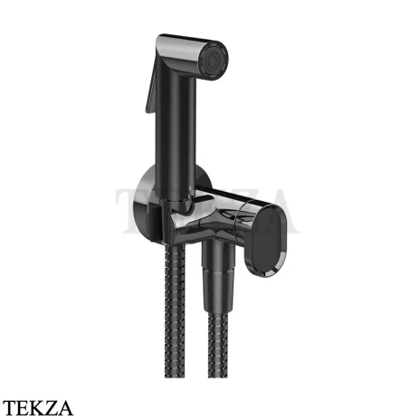Gessi Jacqueline Гигиенический душ с запорным узлом, выводом воды и держателем 56527-706, black хром глянец