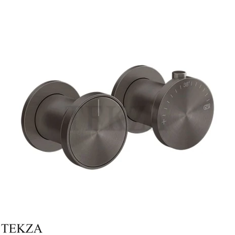 Gessi Origini NATURE Термостат для душа 3 потока, внешняя часть 66136-707, Black Metal Brushed