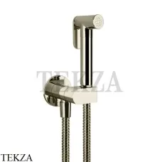 Gessi Гигиенический душ с запорным клапаном, выводом воды и держателем 45126-720, Nickel PVD