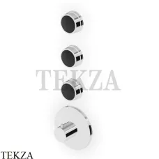 Zucchetti Savoir Термостат для душа, 3 потока, внешняя часть ZSV661.CN, хром глянец-черный