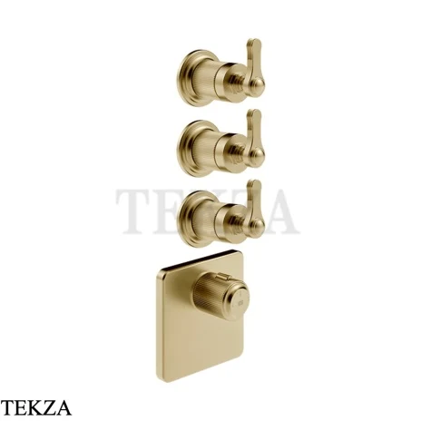 Gessi VENTI20 Термостат для душа, 3 потока, внешняя часть 65206-727, Brushed Brass PVD