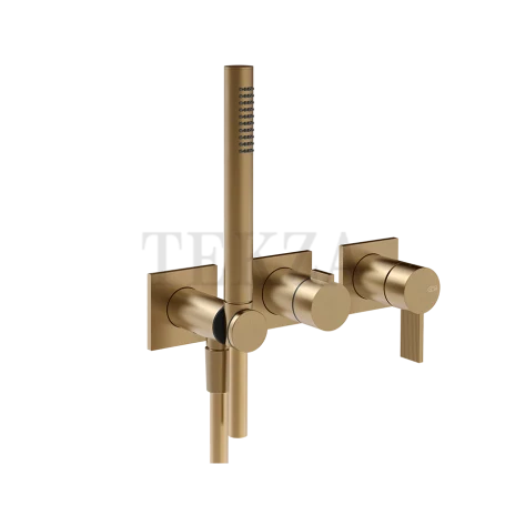 Gessi Inverso RIGATO Смеситель для душа, 2 потока, с гарнитуром, внешняя часть 73536-791, Deep Bronze Brushed PVD